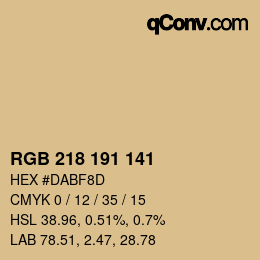 Código de color: RGB 218 191 141 | qconv.com