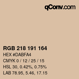 カラーコード: RGB 218 191 164 | qconv.com