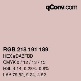 カラーコード: RGB 218 191 189 | qconv.com