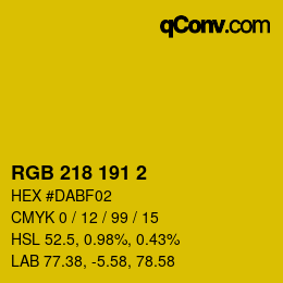 カラーコード: RGB 218 191 2 | qconv.com