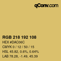 カラーコード: RGB 218 192 108 | qconv.com