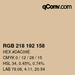 カラーコード: RGB 218 192 158 | qconv.com