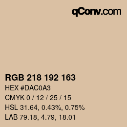 カラーコード: RGB 218 192 163 | qconv.com