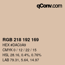 Color code: RGB 218 192 169 | qconv.com