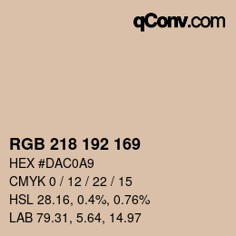 カラーコード: RGB 218 192 169 | qconv.com