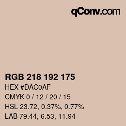 颜色代码: RGB 218 192 175 | qconv.com