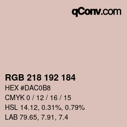 カラーコード: RGB 218 192 184 | qconv.com