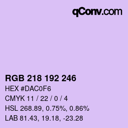 カラーコード: RGB 218 192 246 | qconv.com