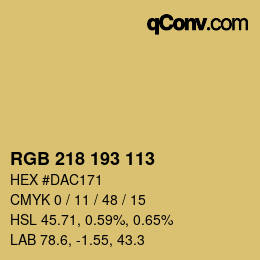 Color code: RGB 218 193 113 | qconv.com