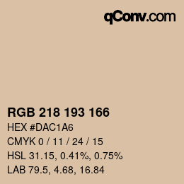Color code: RGB 218 193 166 | qconv.com