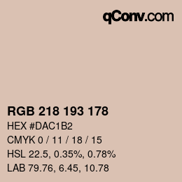 カラーコード: RGB 218 193 178 | qconv.com