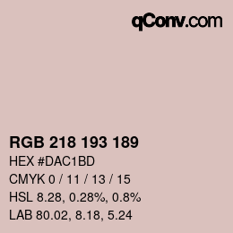 カラーコード: RGB 218 193 189 | qconv.com