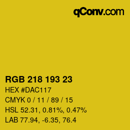 Color code: RGB 218 193 23 | qconv.com