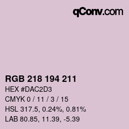 カラーコード: RGB 218 194 211 | qconv.com