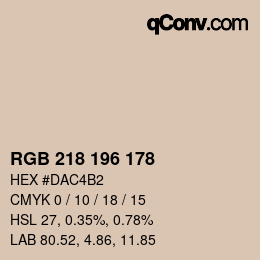 Color code: RGB 218 196 178 | qconv.com