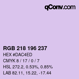 Color code: RGB 218 196 237 | qconv.com