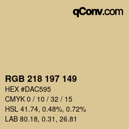 Código de color: RGB 218 197 149 | qconv.com
