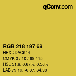 Color code: RGB 218 197 68 | qconv.com
