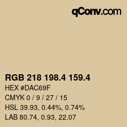 カラーコード: RGB 218 198.4 159.4 | qconv.com