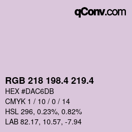 カラーコード: RGB 218 198.4 219.4 | qconv.com
