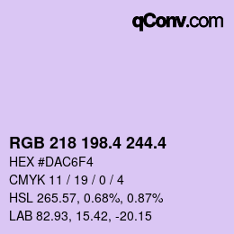 カラーコード: RGB 218 198.4 244.4 | qconv.com