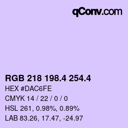 カラーコード: RGB 218 198.4 254.4 | qconv.com