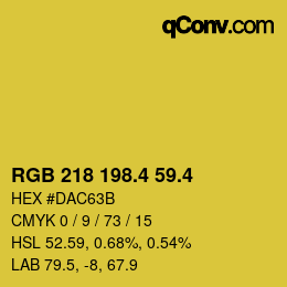 カラーコード: RGB 218 198.4 59.4 | qconv.com