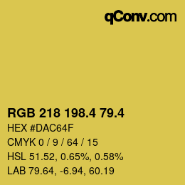 カラーコード: RGB 218 198.4 79.4 | qconv.com
