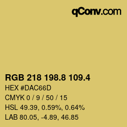 カラーコード: RGB 218 198.8 109.4 | qconv.com