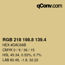 カラーコード: RGB 218 198.8 139.4 | qconv.com