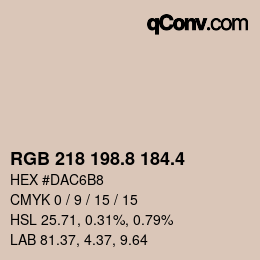 カラーコード: RGB 218 198.8 184.4 | qconv.com
