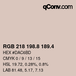 カラーコード: RGB 218 198.8 189.4 | qconv.com