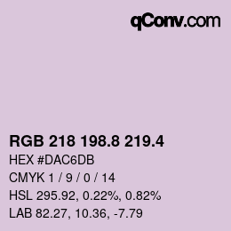 カラーコード: RGB 218 198.8 219.4 | qconv.com
