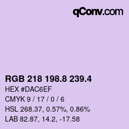 カラーコード: RGB 218 198.8 239.4 | qconv.com