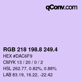 カラーコード: RGB 218 198.8 249.4 | qconv.com