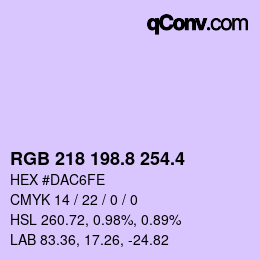 カラーコード: RGB 218 198.8 254.4 | qconv.com