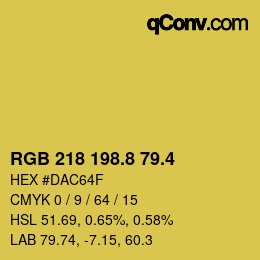 カラーコード: RGB 218 198.8 79.4 | qconv.com
