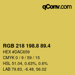 カラーコード: RGB 218 198.8 89.4 | qconv.com