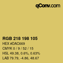 カラーコード: RGB 218 198 105 | qconv.com