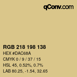 Color code: RGB 218 198 138 | qconv.com