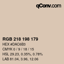 Color code: RGB 218 198 179 | qconv.com