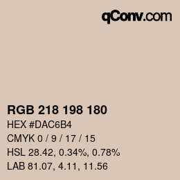 Color code: RGB 218 198 180 | qconv.com