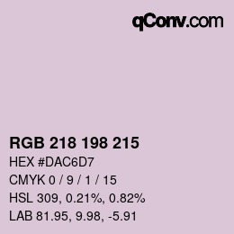 Color code: RGB 218 198 215 | qconv.com