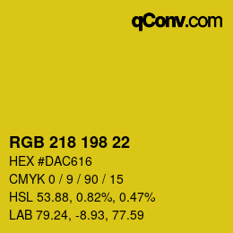 カラーコード: RGB 218 198 22 | qconv.com