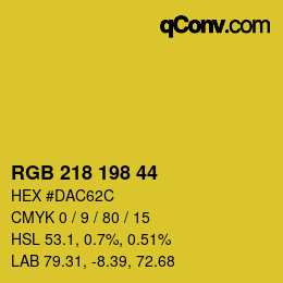 カラーコード: RGB 218 198 44 | qconv.com