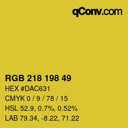 カラーコード: RGB 218 198 49 | qconv.com