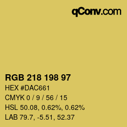 Color code: RGB 218 198 97 | qconv.com