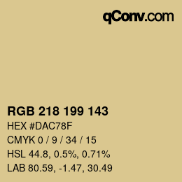 カラーコード: RGB 218 199 143 | qconv.com
