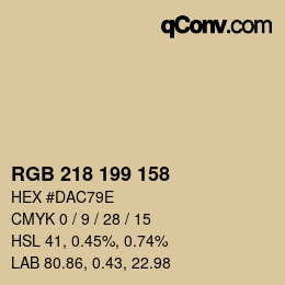 Color code: RGB 218 199 158 | qconv.com