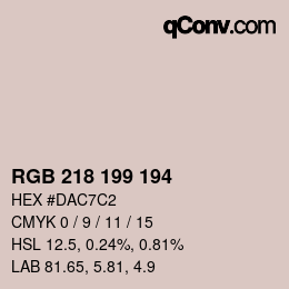 Color code: RGB 218 199 194 | qconv.com